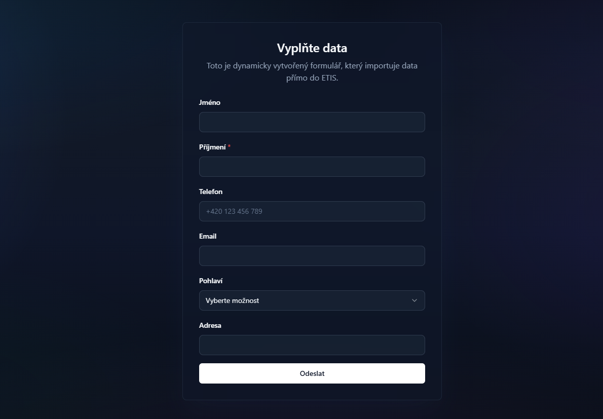ETIS Formuláře – sbírejte data odkudkoliv, přímo do systému