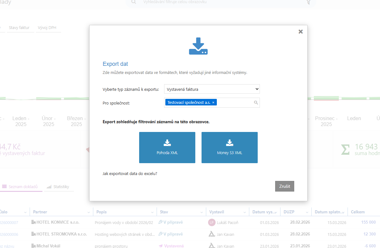 Export faktur pro účetní software – bez API, bez stresu